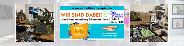 Modell Hobby Spiel Messe Leipzig. Wir stellen aus. Modellbau und Diorama Shop. Besucht uns auf der Ausstellung in der Halle 3.