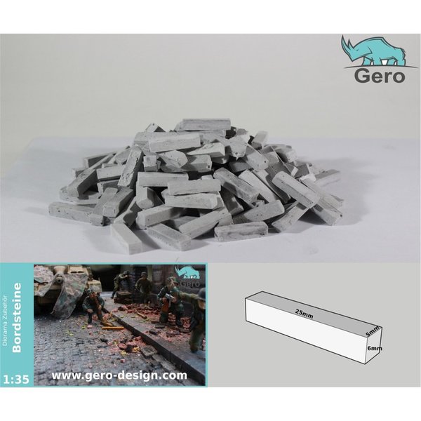 1:35 Bordsteine grau - 50 Stück - Gero Design AZ001