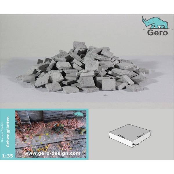 1:35 Gehwegplatten grau - 50 Stück - Gero Design AZ002