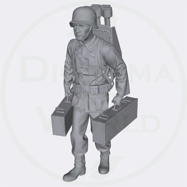 1:35 Soldat deutsch mit Kisten / Raketen - Laser Creation-World 3D0087