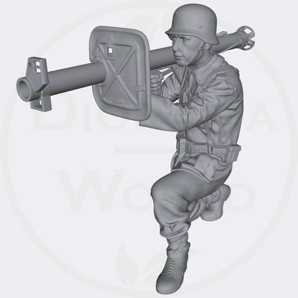 Soldat deutsch schießt hockend mit Raketenpanzerbüchse 54  (Auswahl) - Laser Creation-World 3D0093