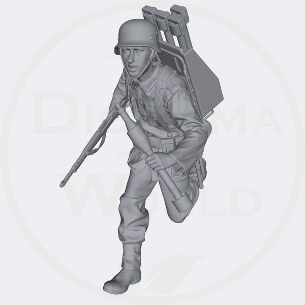 Soldat deutsch rennt mit Waffe / Raketen (Auswahl) - Laser Creation-World 3D0094