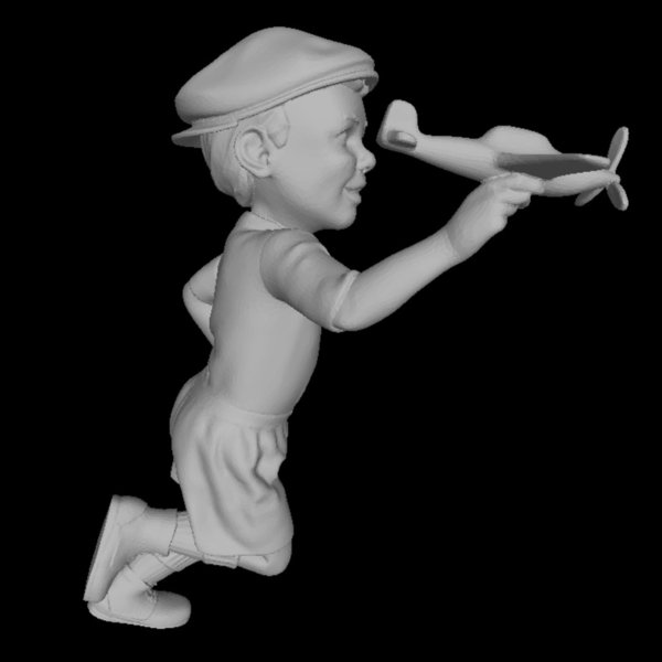 Junge spielt mit Flugzeug - 3D Druck Figur - 1:24, 1:35, 1:48, 1:72 - LCW 3D0121
