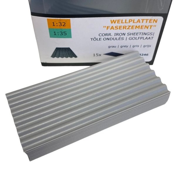 Fertige Wellblechplatten grau 15 Stück - 1:32 & 1:35 - Juweela 23246