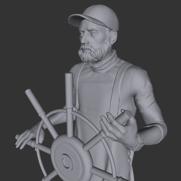Seemann mit Steuerrad für Boot - 3D Druck Figur Resin - 1:24, 1:35, 1:48, 1:72 - 3D0130