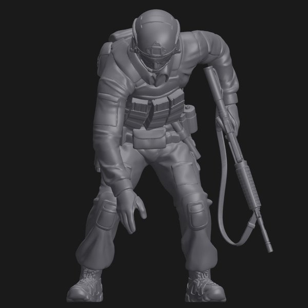 Soldat bei Rettung - 3D Druck Figur Resin - 1:24, 1:35, 1:48, 1:72 - 3D0134
