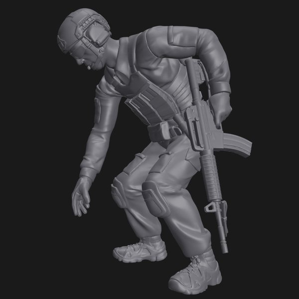 Soldat bei Rettung - 3D Druck Figur Resin - 1:24, 1:35, 1:48, 1:72 - 3D0134