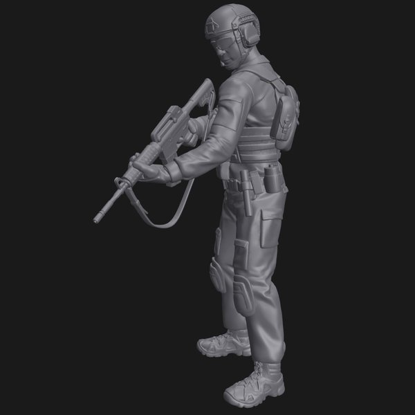 Soldat mit Gewehr - 3D Druck Figur Resin - 1:24, 1:35, 1:48, 1:72 - 3D0135