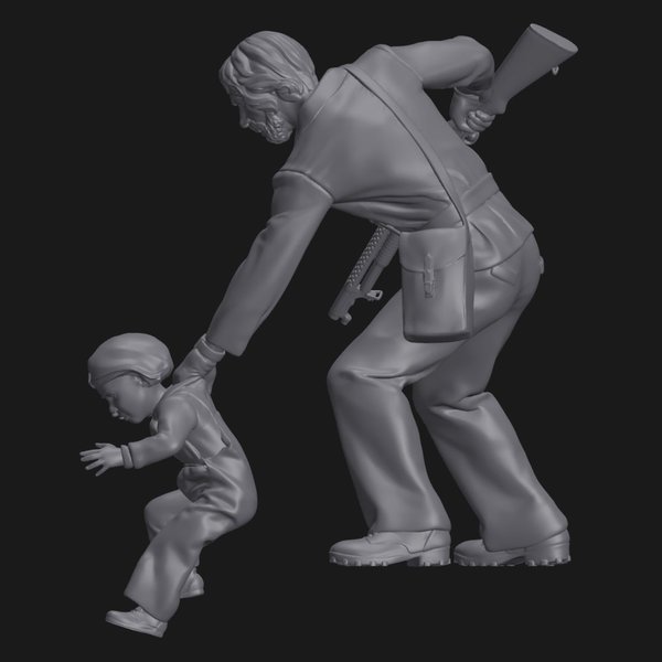 Vater mit Kind - 3D Druck Figur Resin - 1:24, 1:35, 1:48, 1:72 - 3D0137