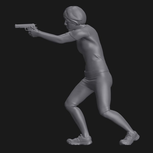 Frau mit Pistole - 3D Druck Figur Resin - 1:24, 1:35, 1:48, 1:72 - 3D0138