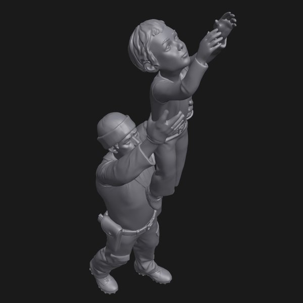 Vater mit Kind - 3D Druck Figur Resin - 1:24, 1:35, 1:48, 1:72 - 3D0140