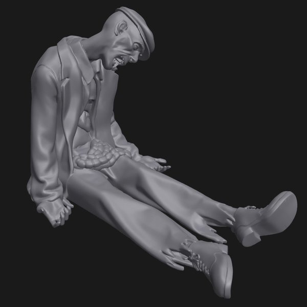Zombie tot sitzend - 3D Druck Figur Resin - 1:24 - 3D0145