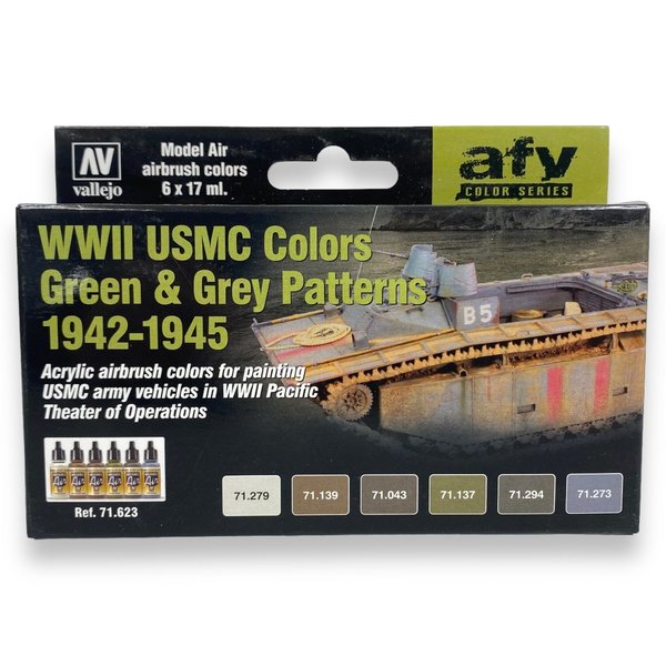 Vallejo 71.623 - WWII USMC Colors Green & Grey 1942-1945 - Farbset Model Air / 6 x 17ml