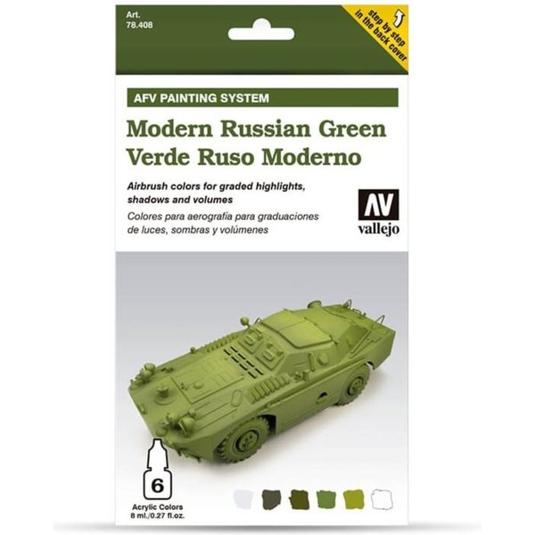 Vallejo 78.408 - Modern Russian Green - 6x Acrylfarben Model Air Set