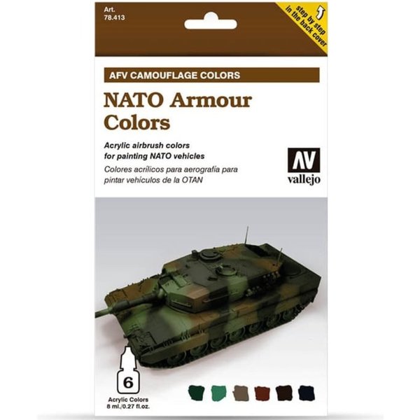 Vallejo 78.413 - NATO Armour Camouflage - 6x Acrylfarben Model Air Set