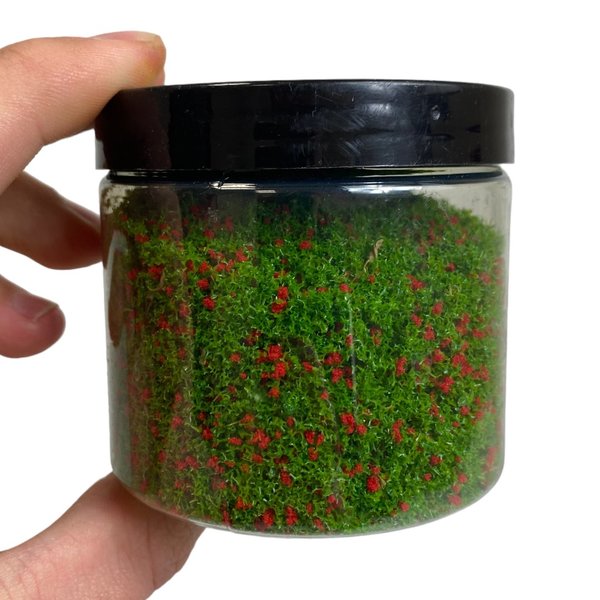 Grünes Turf mit roten Blüten für Büsche - DioramaPresepe FM224