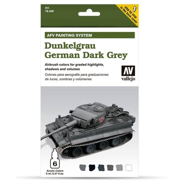 Vallejo 78.400 - German Dark Grey - 6x Acrylfarben Model Air Set