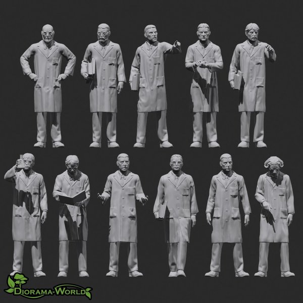 Wissenschaftler Set - 11 Resin Figuren - Maßstab wählen - 3D0173