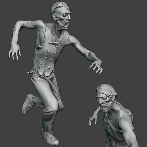 Zombie rennt / Endzeit - Resin Figur - 1:35 - 3D0236